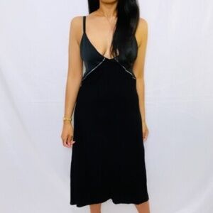 Zara Black  and Silver Contrast Stitch Sleeveless Maxi Dress Fall/Winter 18